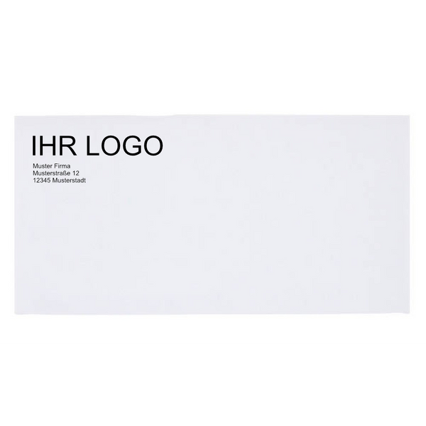 Briefumschläge mit Logo bedruckt 110x220mm weiß 75 g/m² ohne Fenster