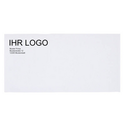 Briefumschläge Logo bedruckt 114x229mm Kuvertiermaschine weiß 75g/m² ohne Fenster